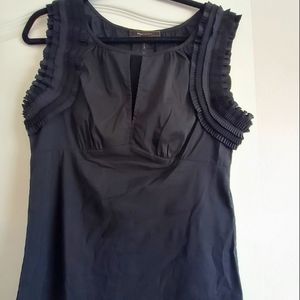 BCBG Max Azria Black Blouse with crimp edges; size medium